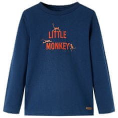 Vidaxl Detské tričko dlhý rukáv malá opica námornícke modré 92