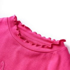 Vidaxl Detské tričko s dlhými rukávmi žiarivo ružové 140