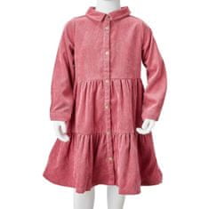 Vidaxl Detské šaty s dlhými rukávmi z mančestru staroružová 92