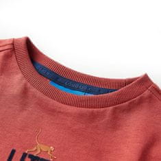 Vidaxl Detské tričko s dlhými rukávmi pálené červené 140