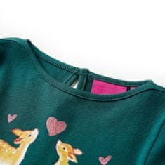 Vidaxl Detské tričko dlhý rukáv jelene tmavo zelené 92
