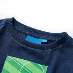 Vidaxl Detské tričko dlhý rukáv futbalové ihrisko námornícke modré 92