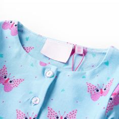 Vidaxl Detské šaty s gombíkmi bez rukávov s potlačou motýľov modré 92