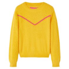 Vidaxl Detský pletený sveter tmavá okrová farba 92