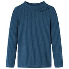 Vidaxl Detské tričko s dlhými rukávmi rebrovaný úplet námornícke modré 128