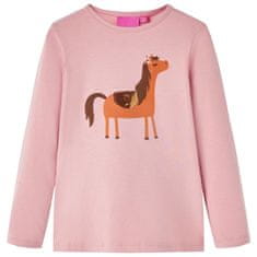 Vidaxl Detské tričko dlhý rukáv poník svetlo ružové 92