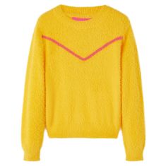 Vidaxl Detský pletený sveter tmavá okrová farba 116