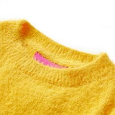 Vidaxl Detský pletený sveter tmavá okrová farba 116