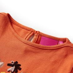 Vidaxl Detské tričko s dlhými rukávmi pálené oranžové 104