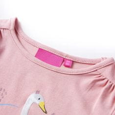 Vidaxl Detské tričko dlhý rukáv labuť svetlo ružové 92
