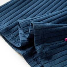 Vidaxl Detské tričko s dlhými rukávmi rebrovaný úplet námornícke modré 104