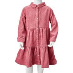 Vidaxl Detské šaty s dlhými rukávmi z mančestru staroružová 104
