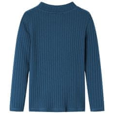 Vidaxl Detské tričko s dlhými rukávmi rebrovaný úplet námornícke modré 128