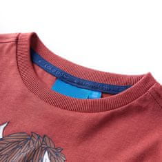 Vidaxl Detské tričko s dlhými rukávmi pálené červené 128