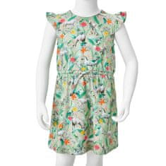 Vidaxl Detské šaty s krátkymi rukávmi svetlé kaki 116