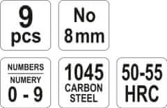 YATO Razidlá číselné 8 mm 9 ks 0-9