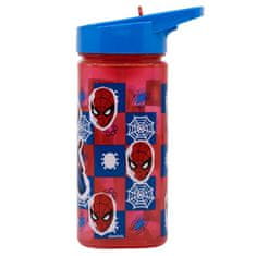 Stor Plastová hranatá fľaša s výsuvnou slamkou SPIDERMAN, Tritan 530ml, 74714