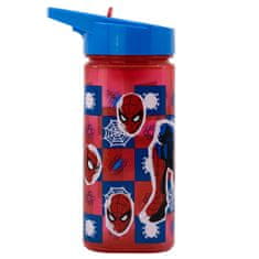 Stor Plastová hranatá fľaša s výsuvnou slamkou SPIDERMAN, Tritan 530ml, 74714