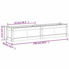 Vidaxl Záhradný kvetináč biely 150x31x31 cm borovicový masív