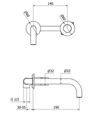 Teorema Teorema Jack- Umývadlová batéria pod omietku, komplet, výpusť CLICK, rameno 190 mm, chróm 8I316