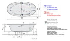 SAPHO STADIUM HYDRO-AIR hydromasážna vaňa, 190x95x46cm, biela 82111HA - Sapho