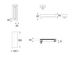 KERASAN INKA odkladná keramická doska 12x35, 5cm, čierna mat 341531 - Kerasan