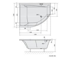 SAPHO TANDEM L asymetrická vaňa 170x130x50cm, biela (06611) 96611 - Sapho