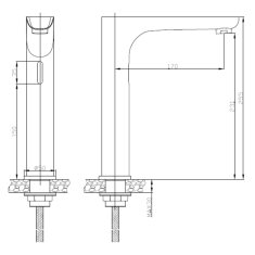 SAPHO Senzorová vysoká stojanková batéria 230V AC / 6V DC (4xAA), chróm BT.ES6500 - Sapho