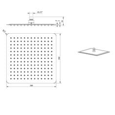 SAPHO SLIM hlavová sprcha, 300x300x60mm, čierna mat/nerez SL101 - Sapho