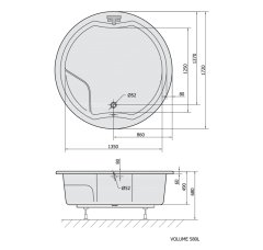 POLYSAN ROYAL ROUND guľatá vaňa s konštrukciou 172x172x49cm, biela 73211 - Polysan