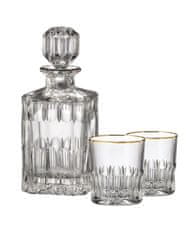 Bohemia Crystal ručne brúsený whisky set Daisy Line Gold (1 karafa + 2sklenice)