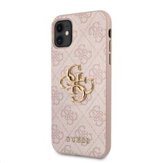 Guess Zadný kryt PU 4G Metal Logo pre iPhone 11 Pink