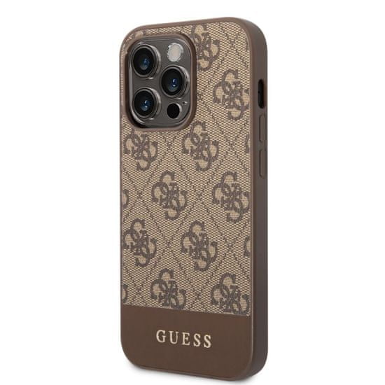 Guess Zadný kryt 4G Stripe pre iPhone 14 Pro Max Brown