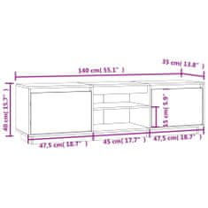 Vidaxl TV stolík biely 140x35x40 cm masívna borovica