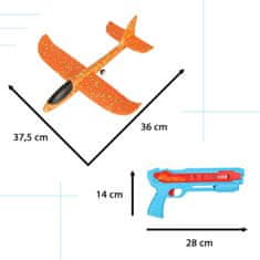 Solex Lietadlo hádzacie polystyrénové 37,5x36cm oranžové s vystrelovacou pištoľou AIRZOER