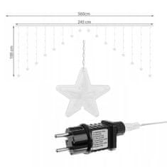 Solex Vianočná súprava LED ZÁVES HVIEZDY VZH136/CW/P 136ks 2,45x1m studená biela IP44 8 programov