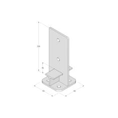 STREFA Stĺpiková pätka PUW 120, 120x250x8 - balenie po 1 ks