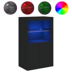 Petromila vidaXL Bočná skrinka s LED svetlami čierna kompozitné drevo