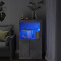 Petromila vidaXL Bočná skrinka s LED svetlami betónovo sivá kompozitné drevo