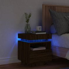 Petromila vidaXL Nočný stolík s LED svetlami hnedý dub 40x39x48,5 cm