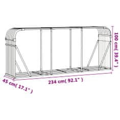 Petromila vidaXL Držiak na polená hnedý 234x45x100 cm pozinkovaná oceľ