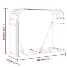 Petromila vidaXL Držiak na polená hnedý 120x45x100 cm pozinkovaná oceľ