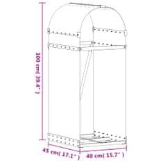 Petromila vidaXL Držiak na polená hnedý 40x45x100 cm pozinkovaná oceľ