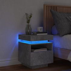 Petromila vidaXL Nočný stolík s LED svetlami betónovo sivý 40x39x48,5 cm