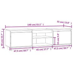 Vidaxl TV stolík čierny 140x35x40 cm masívna borovica