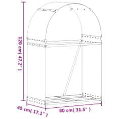 Vidaxl Držiak na polená strieborný 80x45x120 cm pozinkovaná oceľ