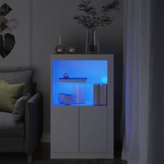 Vidaxl Bočná skrinka s LED svetlami biela kompozitné drevo