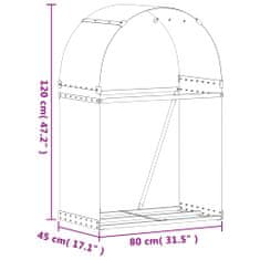 Vidaxl Držiak na polená bledohnedý 80x45x120 cm pozinkovaná oceľ