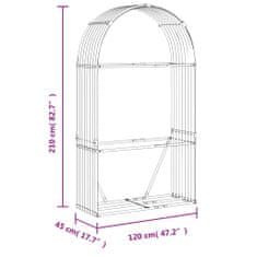 Vidaxl Držiak na polená bledohnedý 120x45x210 cm pozinkovaná oceľ