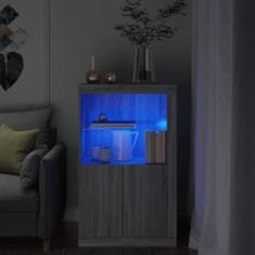 Petromila vidaXL Bočná skrinka s LED svetlami sivá sonoma kompozitné drevo